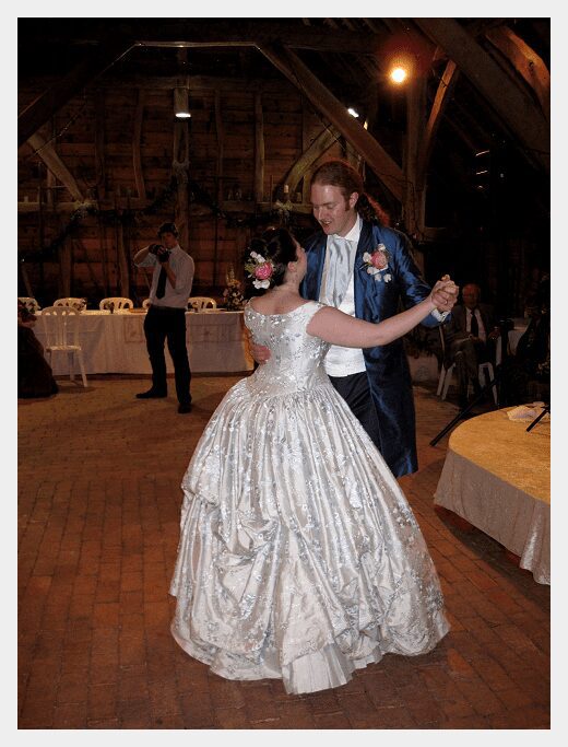 polonaise bustle skirt silk wedding dress hitched up for dancing