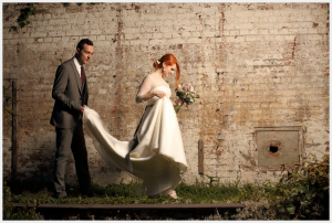 Wedding Dress by Felicity Westmacott: French lace and silk organza with ribbon sash