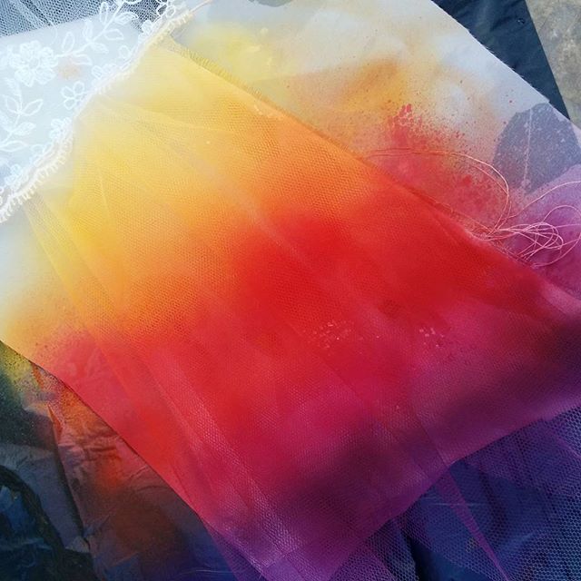 Autumn colours spray lest on fabric