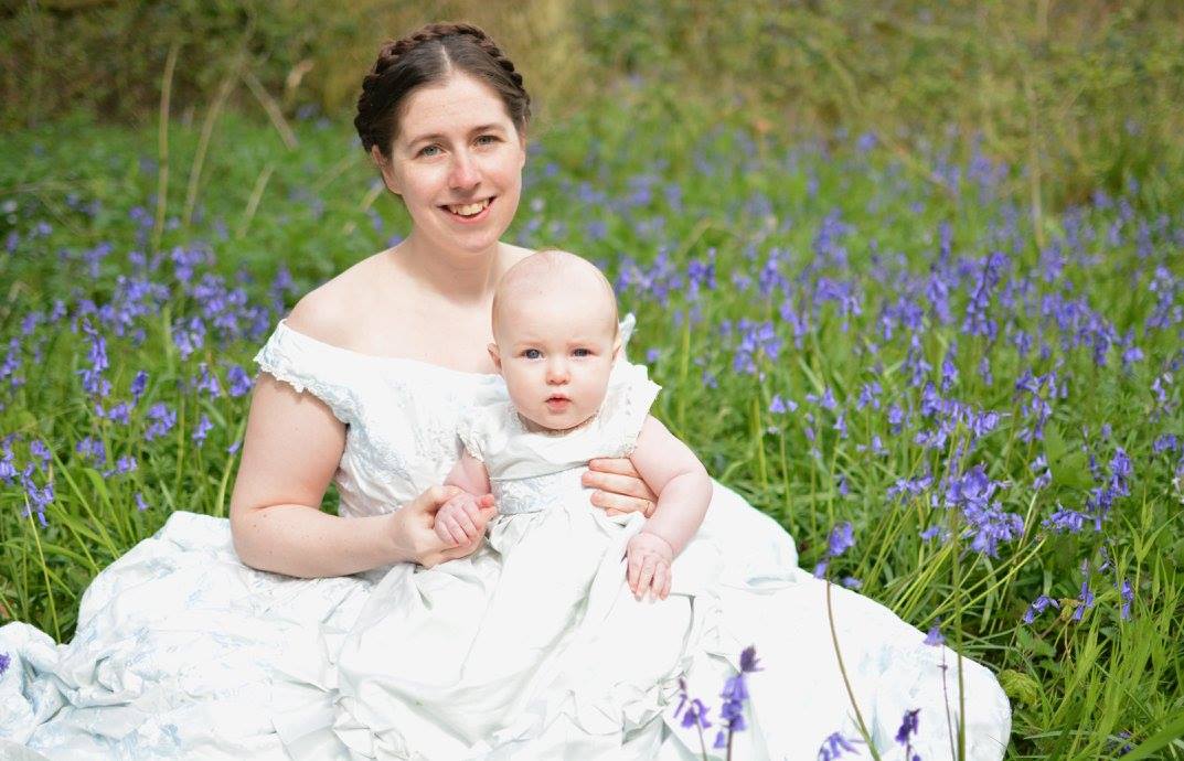 Pale blue silk mini-me christening dress by Felicity Westmacott