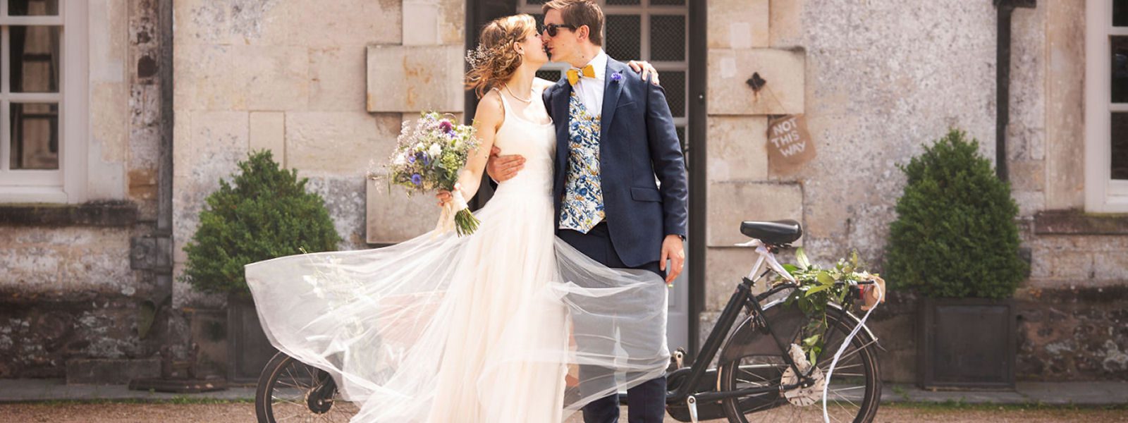 cycling bride in blush wedding dress felicity westmacott