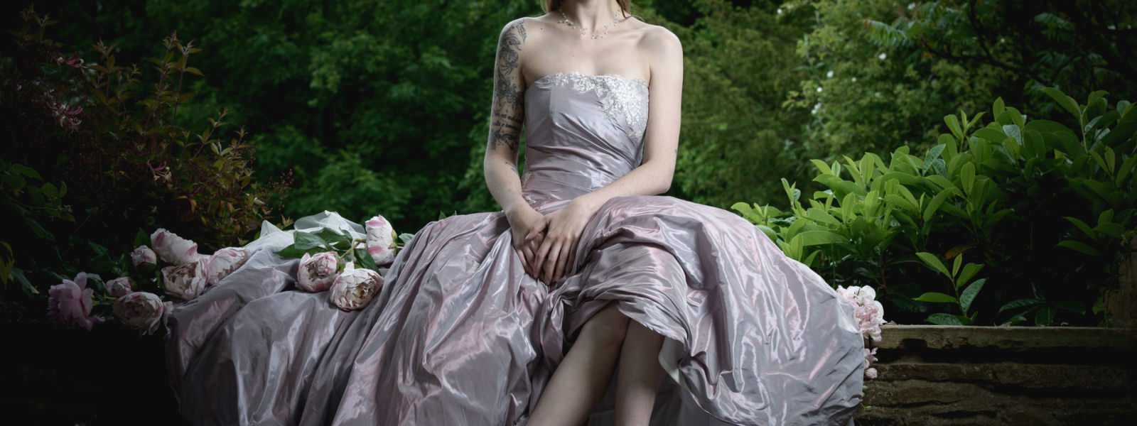 Purple taffeta wedding dress by Felicity Westmacott, photography by Simon Hooley