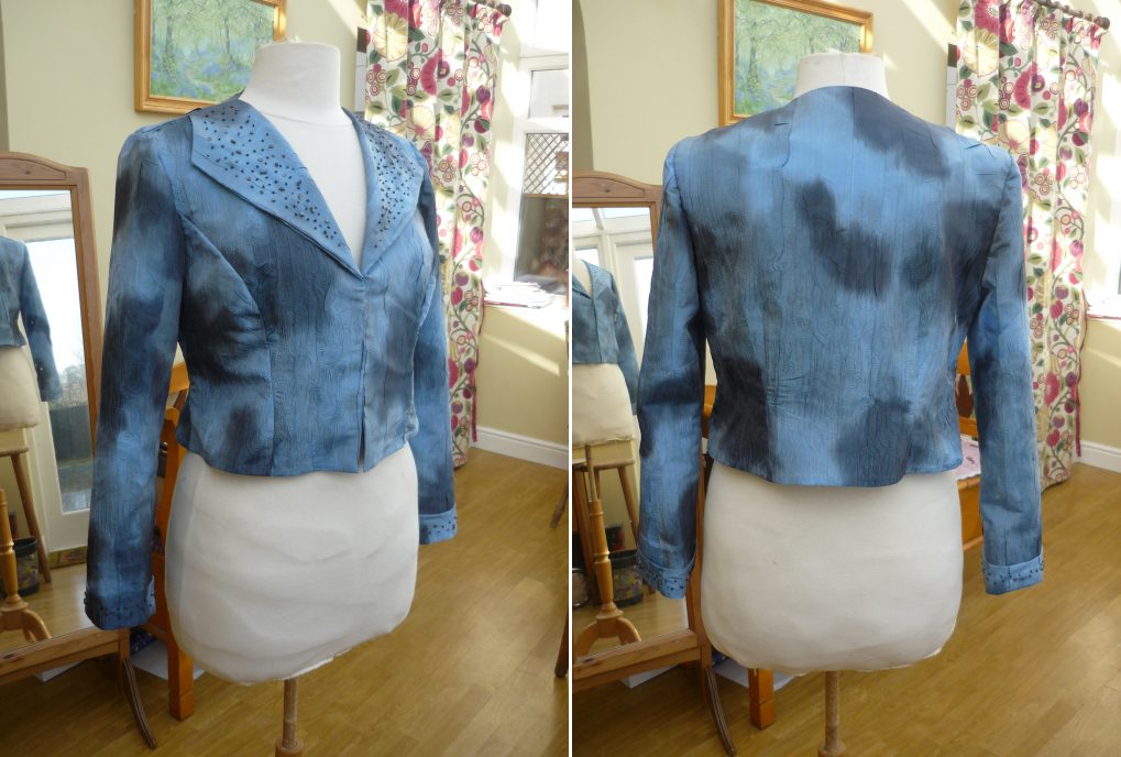 Blue print dress and jacket by Felicity Westmacott