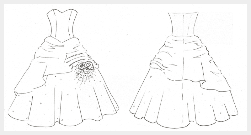 halloween wedding dress design sketch by felicity westmacott