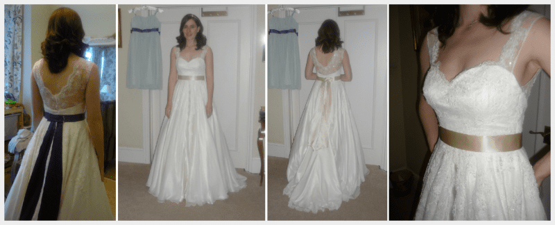 Ivory silk and lace wedding dress by Felicity Westmacott: fitting pictures