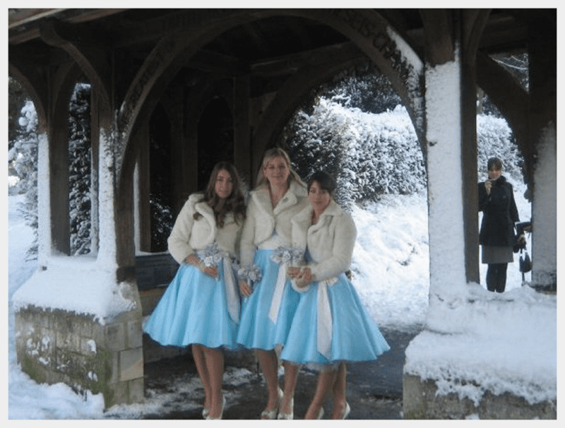 1950's style, Aqua blue silk bridesmaids dresses by Felicity Westmacott