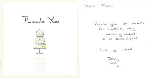 thank you letter from Izzy testimonial
