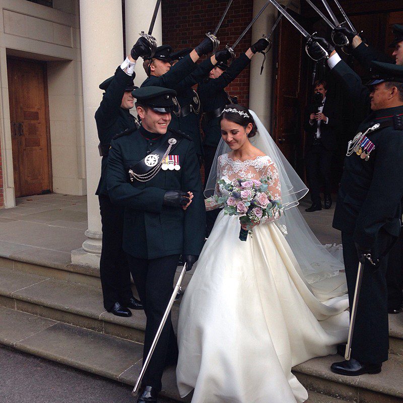 Traditional Long Sleeve Lace Wedding Dress And Veil Felicity Westmacott   Issie 4 Traditional Military Wedding Dress With Full Skirt And Veil 