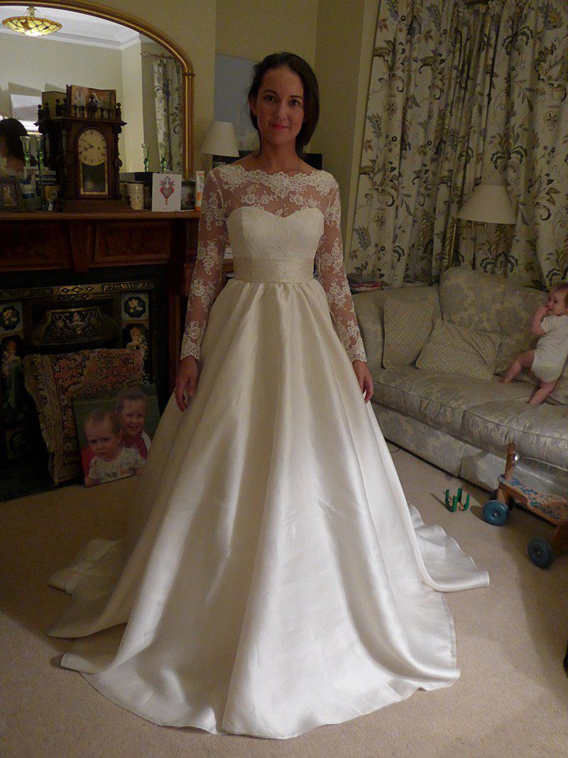 Sweetheart boned bodice and lace wedding dress