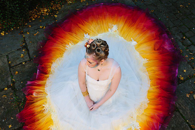snowflake fire bride ombre wedding dress