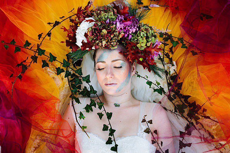 sleeping princess bride ivy autumn flowers
