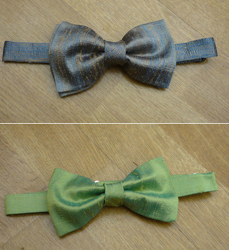 made to order groom best man usher bow ties silk dupion blue and green