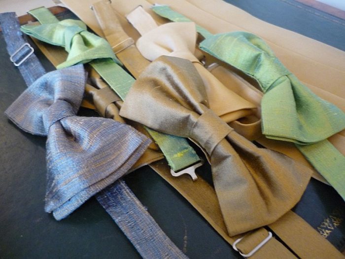 father of the bride groom bow tie custom silk dressmaker sea colours