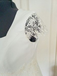 lace cap sleeve square neckline made to measure bridal gown