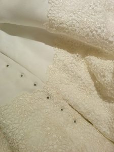 hand made to order lace up back corset eyelets on wedding dress