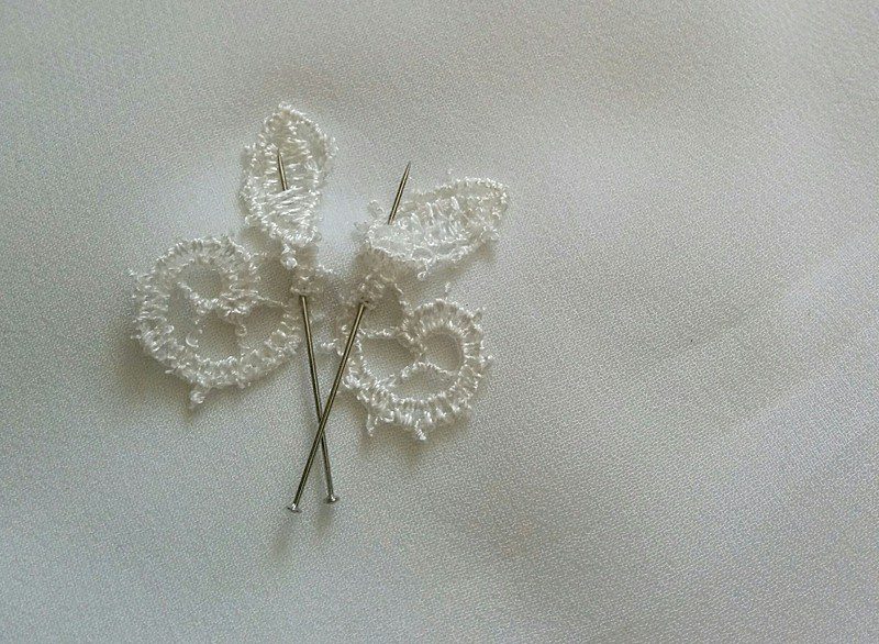 lace butterfly hand sewn applique detail on bespoke wedding dress