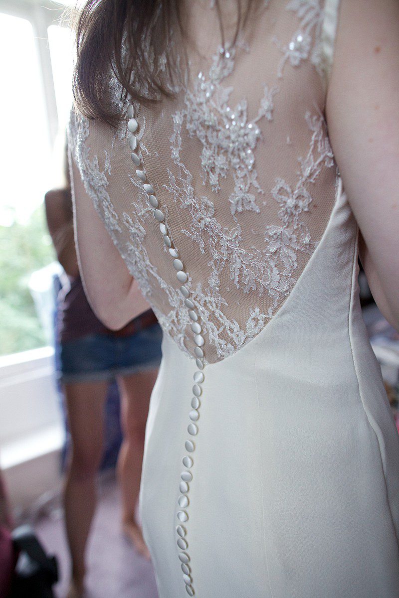 charlie 2 low back wedding dress with beaded lace and button detail
