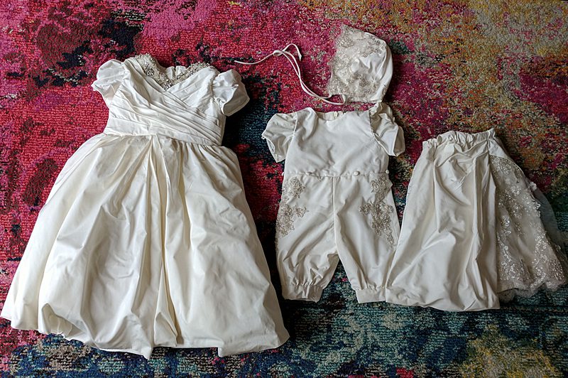 finished dress and romper with bonnet made to measure from mummy's wedding dress