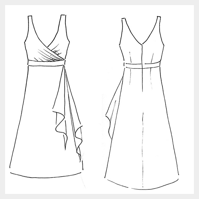 original design sketch for custom bridesmaid dress by Felicity Westmacott