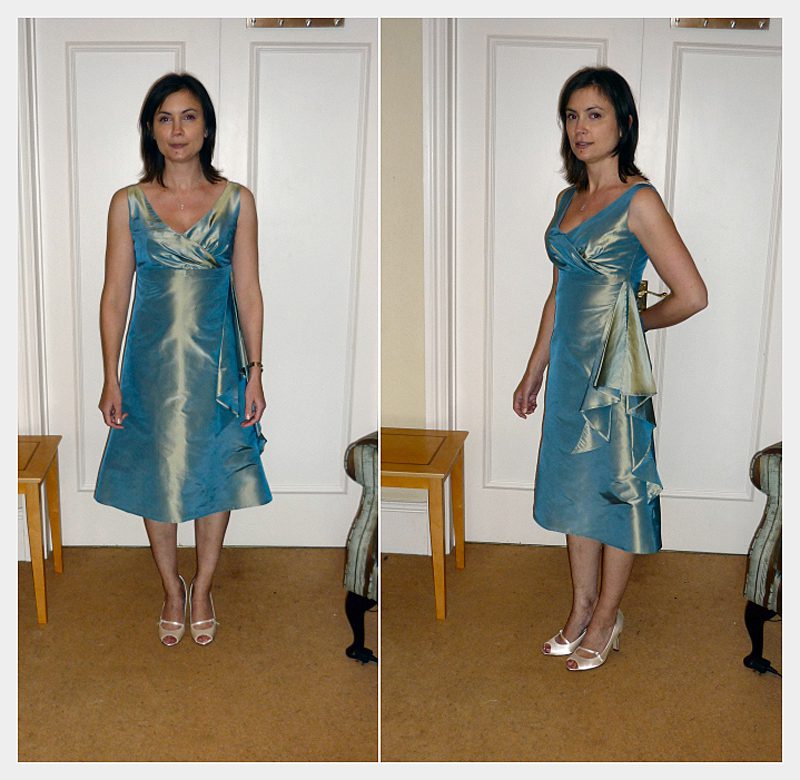 final fitting picture high waist empire line aline bridesmaid dress with waterfall