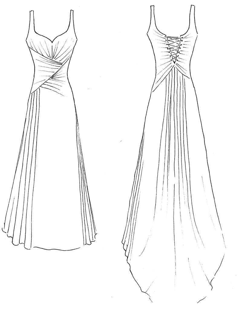  original design sketch sweetheart bodice and straps