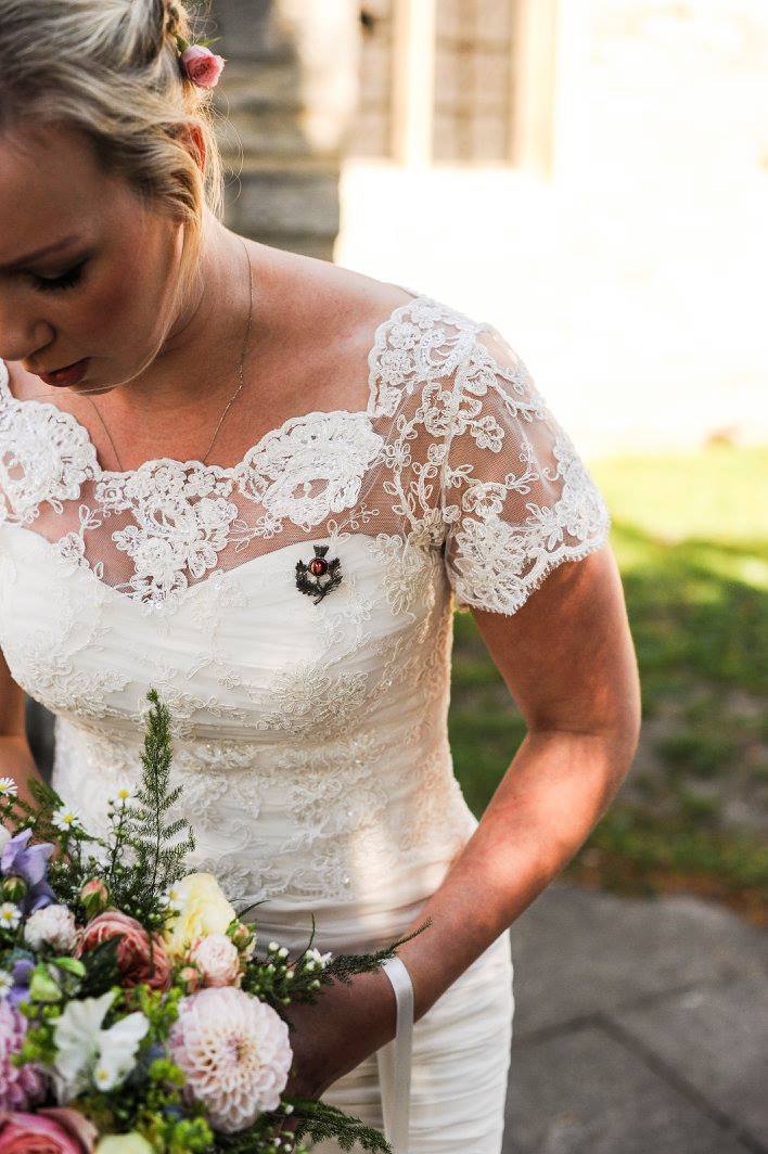 scalloped edge lace beaded bolero over bodice