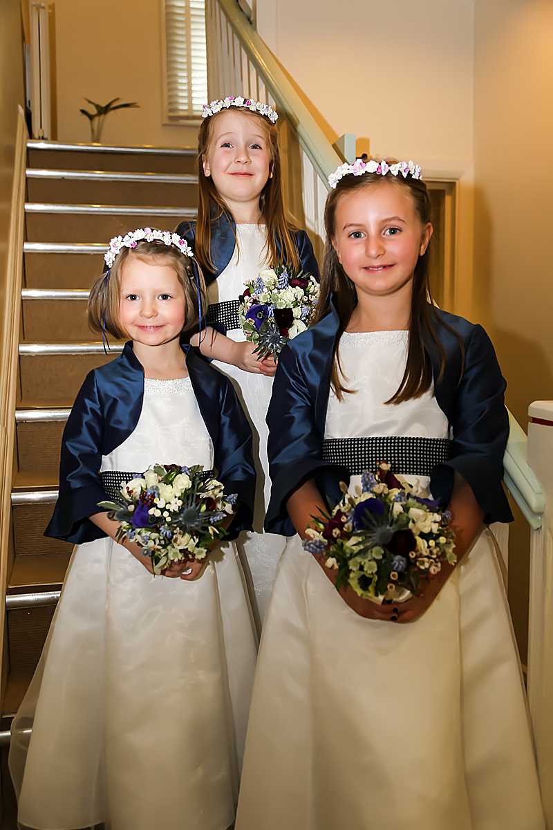 custom order flowergirl bolero jackets on the stairs