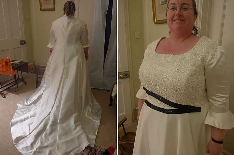 fitting picture bespoke dress and coat wedding