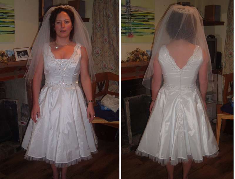 Ffitting picture dress and veil white taffeta