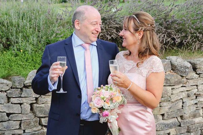 champagne with the groom rose pink informal wedding dress
