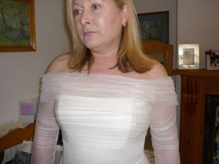 dress fitting picture tulle wedding gown