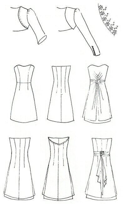 original design sketch tea length wedding dress and bolero