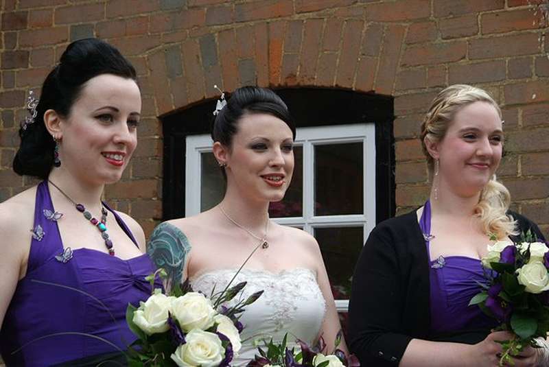 butterfly detail maid of honour purple dress