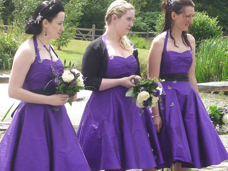 halterneck bridesmaid dress bespoke with black sash