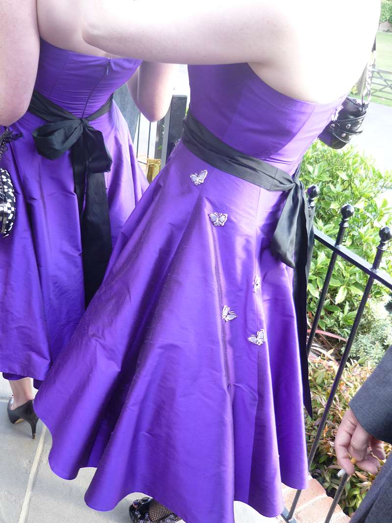 black silk sash and organza butterfly bespoke dress