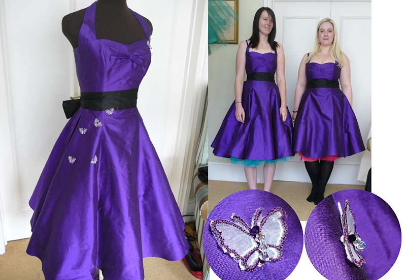 fitting picture and finished dress butterfly bridesmaid