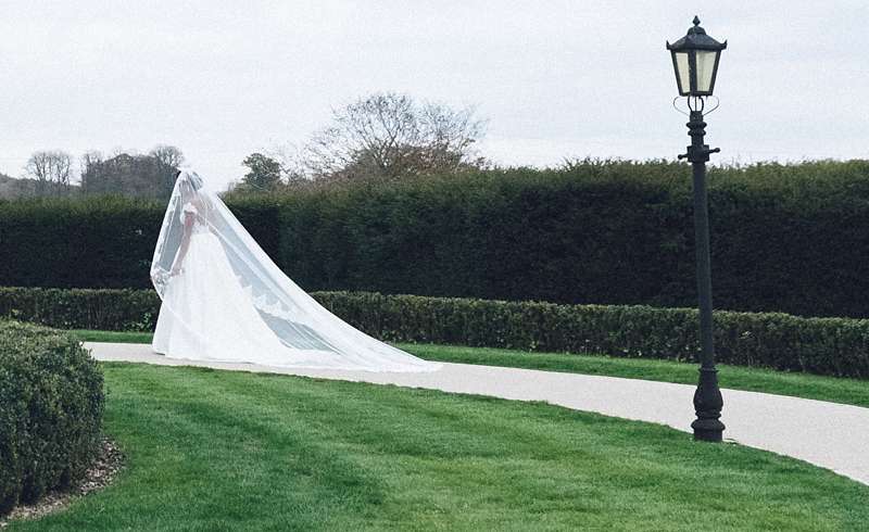 english country wedding long veil ivory dress