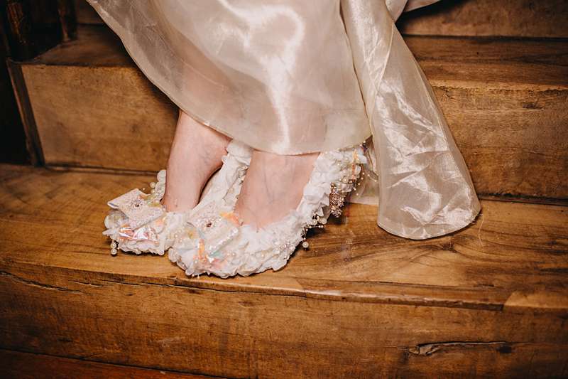 bespoke wedding shoes flowers and pearls