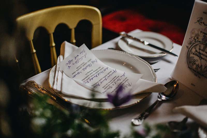 wedding inspo table setting golden chair