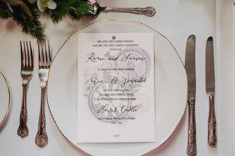 clock menu wedding table setting