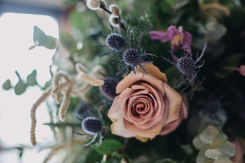 roses and thistles wedding flowers