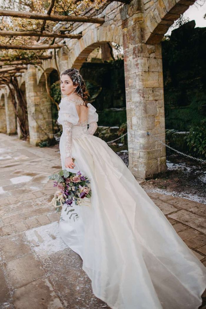 feeling the bubble ball organza wedding dress waterfall train