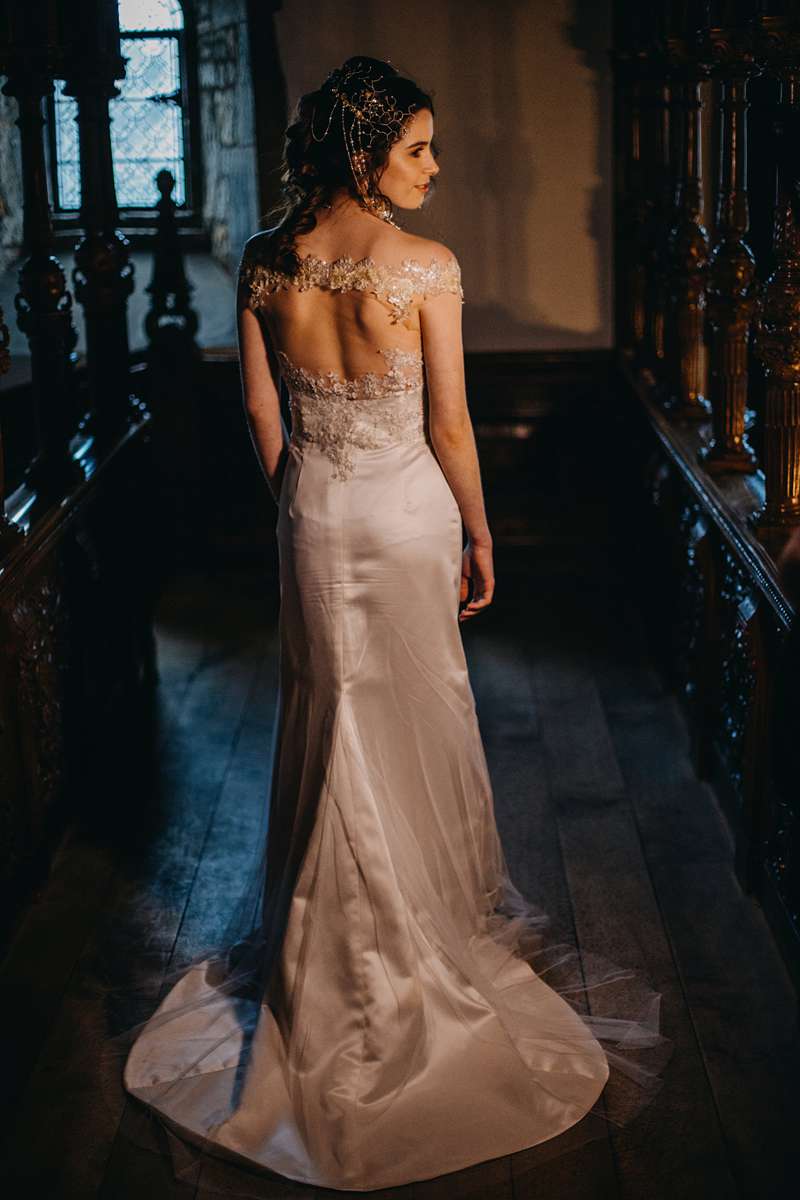 backless wedding dress illusion fishtail