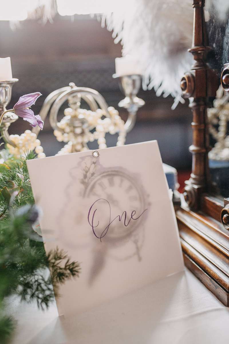 table number with clocks wedding