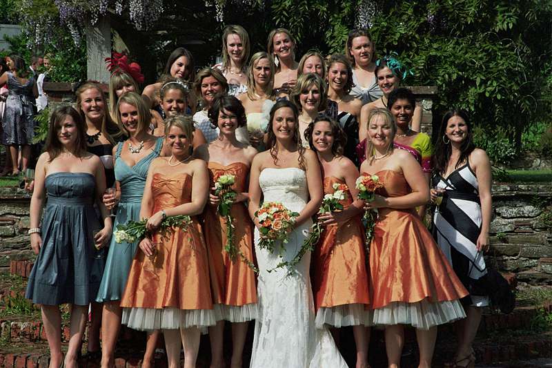 Burnt orange store color bridesmaids dresses