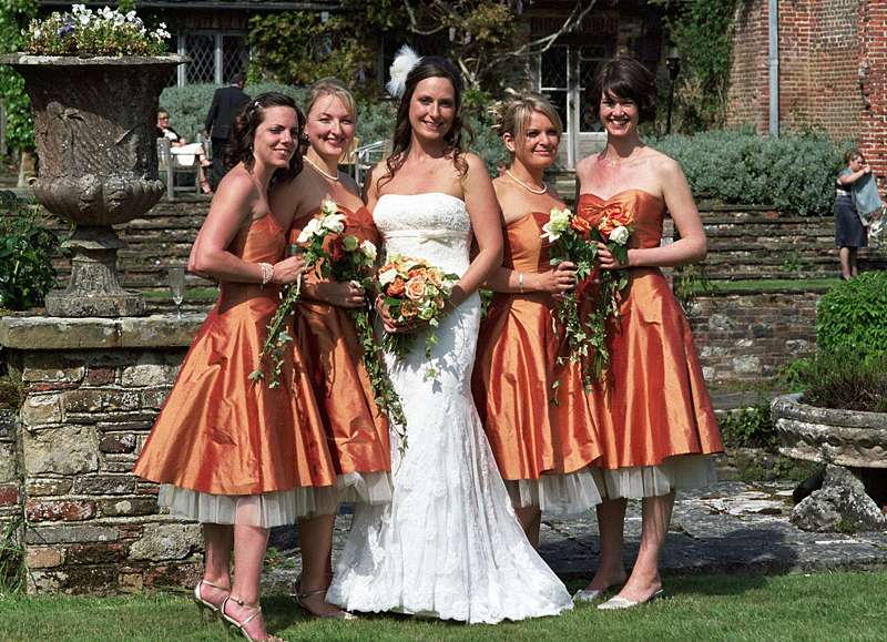 tea length tulle petticoat 1950's bridesmaid dress orange silk