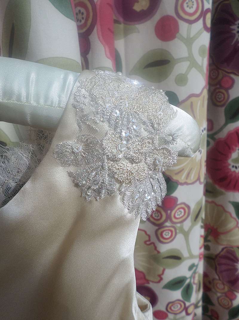 shoulder applique detail bespoke wedding dress