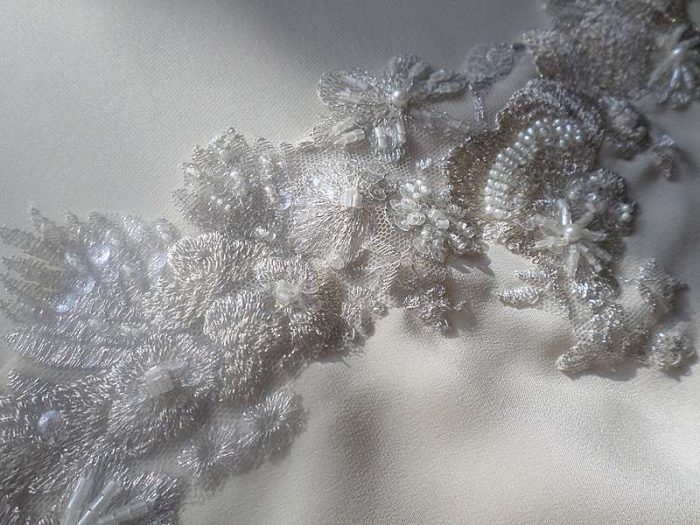 beaded lace applique detail mixed metallic