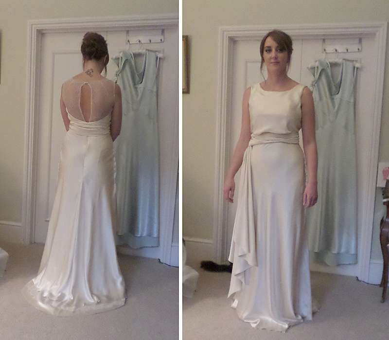bias cut wedding dress fitting picture made to measure