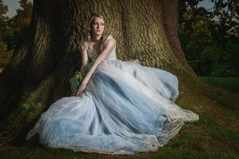 storybook wedding dress blue taffeta and tulle